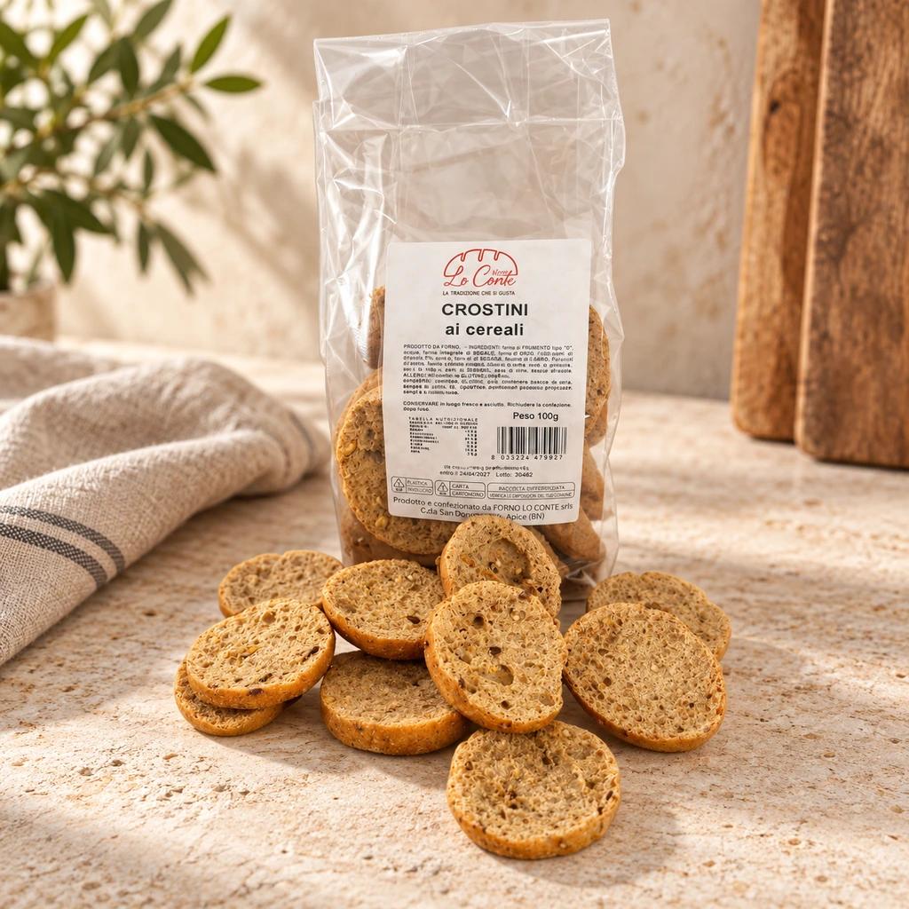 Crostini ai cereali 100g con la confezione