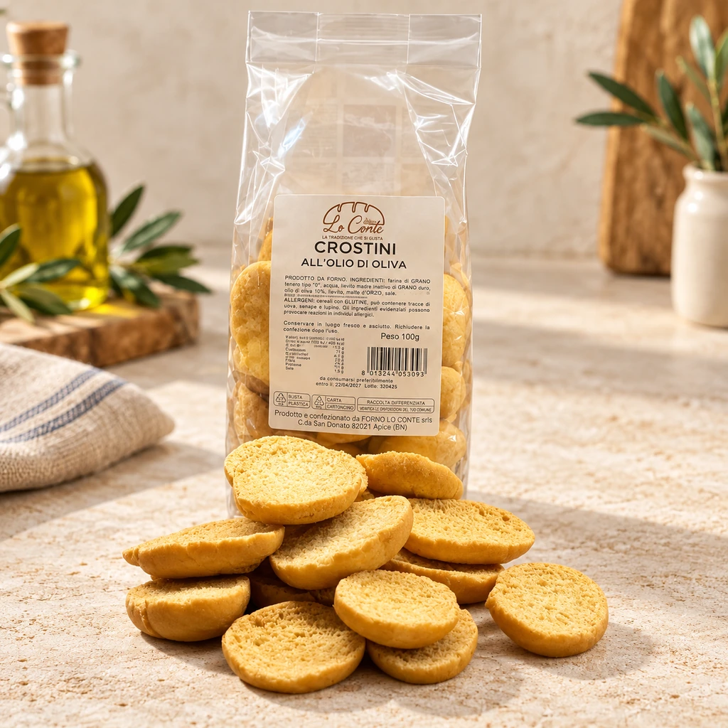 Crostini all'olio di oliva 100g con la confezione