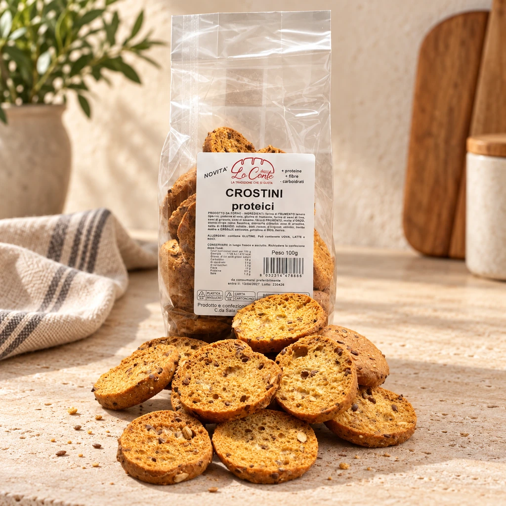Crostini proteici 100g con la confezione