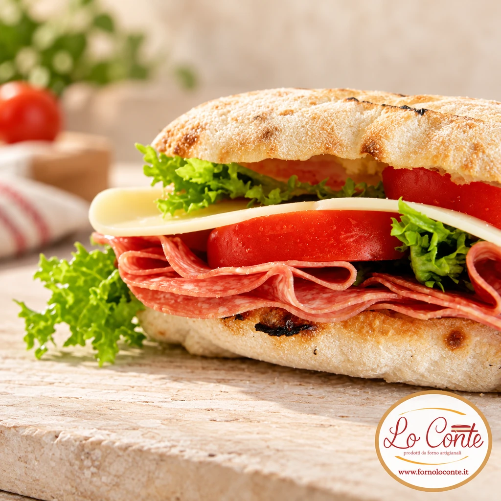 Pan Burger 240g farcito con salame, formaggio e insalata
